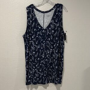 NWT Lane Bryant Dark Blue Floral Tank Top plus size 26/28
